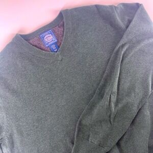 Cambridge Dry Goods Company Men's V Neck Sweater Green Cotton XL prepy